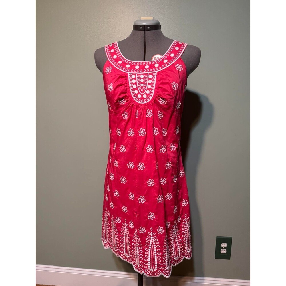 Vineyard Vines Pink and White Floral Pattern Midi Dress Size 6 - Rare Find!